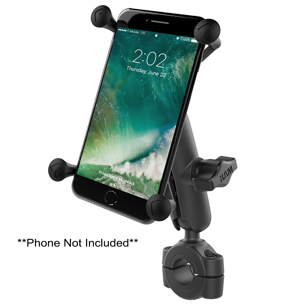 RAM Mount RAM Torque 3/4" - 1" Diameter Handlebar/Rail Base with 1" Ball, Medium Arm and X-Grip for Larger Phones [RAM-B-408-75-1-UN10U]